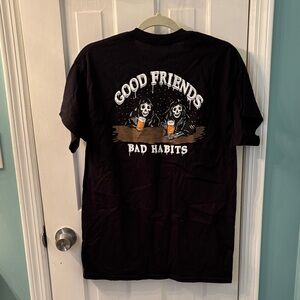 Fresh Black Short Sleeve Tee with White Print